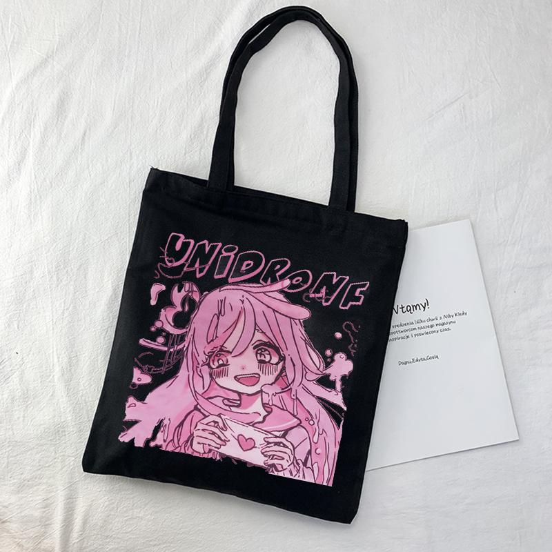 Холщовая сумка с принтом японского аниме, повседневная сумка-тоут, большая вместительная сумка, каваи, сумка-шоппер, милая модная женская сумка с героями мультфильмов, сумки на плечо