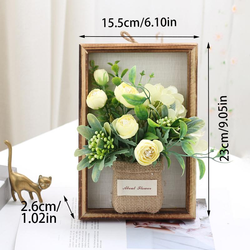 Wood Photo Frame Imitation Flowers Decoration 3D Handmade Artificial Flower Wall Hanging