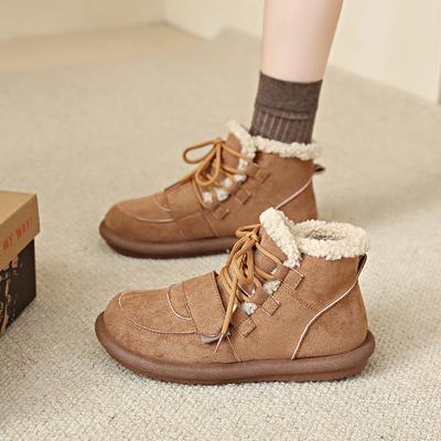 CRLAYDK Зимние новинки в категории зимние ботинки для женщин, теплые, с меховой подкладкой, удобные, замшевые, короткие, на шнуровке, модные, для ходьбы
