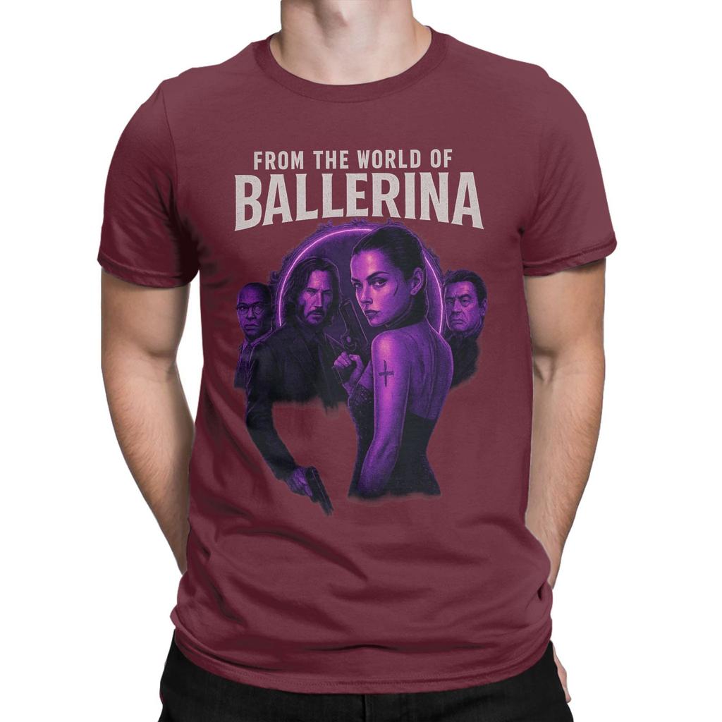 From the World of John Wick Ballerina 2025 Movie T Shirt Summer Harajuku T Shirts Men 100 Cotton ONeck Plus Size Top Tees Top