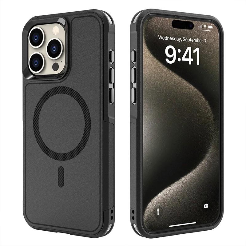 Magnetic Snap-on Phone Case IPhone 12 To 17 Series TPU Shockproof Dustproof Dual-layer Protection Black