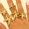 High Quality Wind 18K Real Gold Stainless Steel Ring Simple Fashion Starfish Pentagram Open Ring 2026 Jewelry