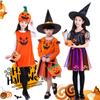Одежда на Хэллоуин для маленьких девочек, костюм, платье, праздничные платья + шляпа, наряд