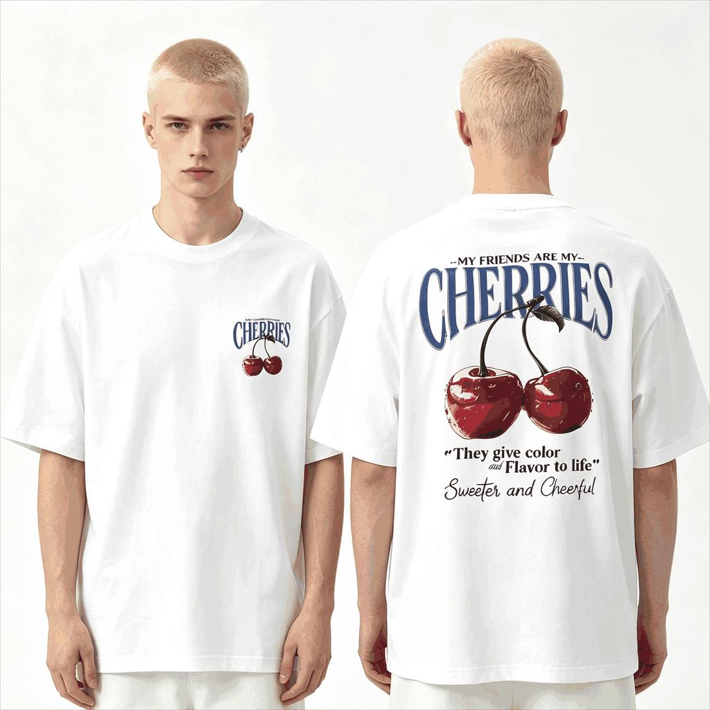 Summer Hot Sale My Friends Are My Cherries Graphic Tee Y2k Unisex Unisex Vintage Harajuku Top Hip Hop Streetwear Oversized T-Shirt