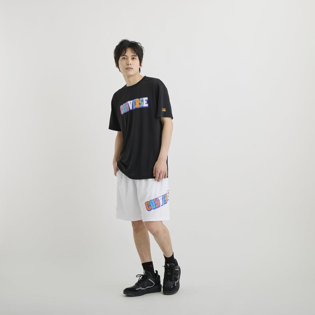 Баскетбольная футболка с коротким рукавом с принтом [Converse] Футболка Черный/Оранжевый