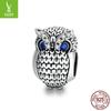 New Owl 925 Silver Bracelet with Zircon Beads Retro DIY Accessories SCC1607
