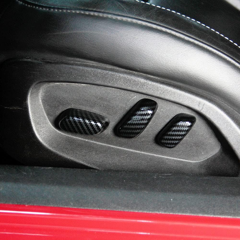 Carbon Fiber Look Interior Seat Adjustment Button Accessories for 2014 2015 2016 2017 2018 Chevrolet Corvette C7