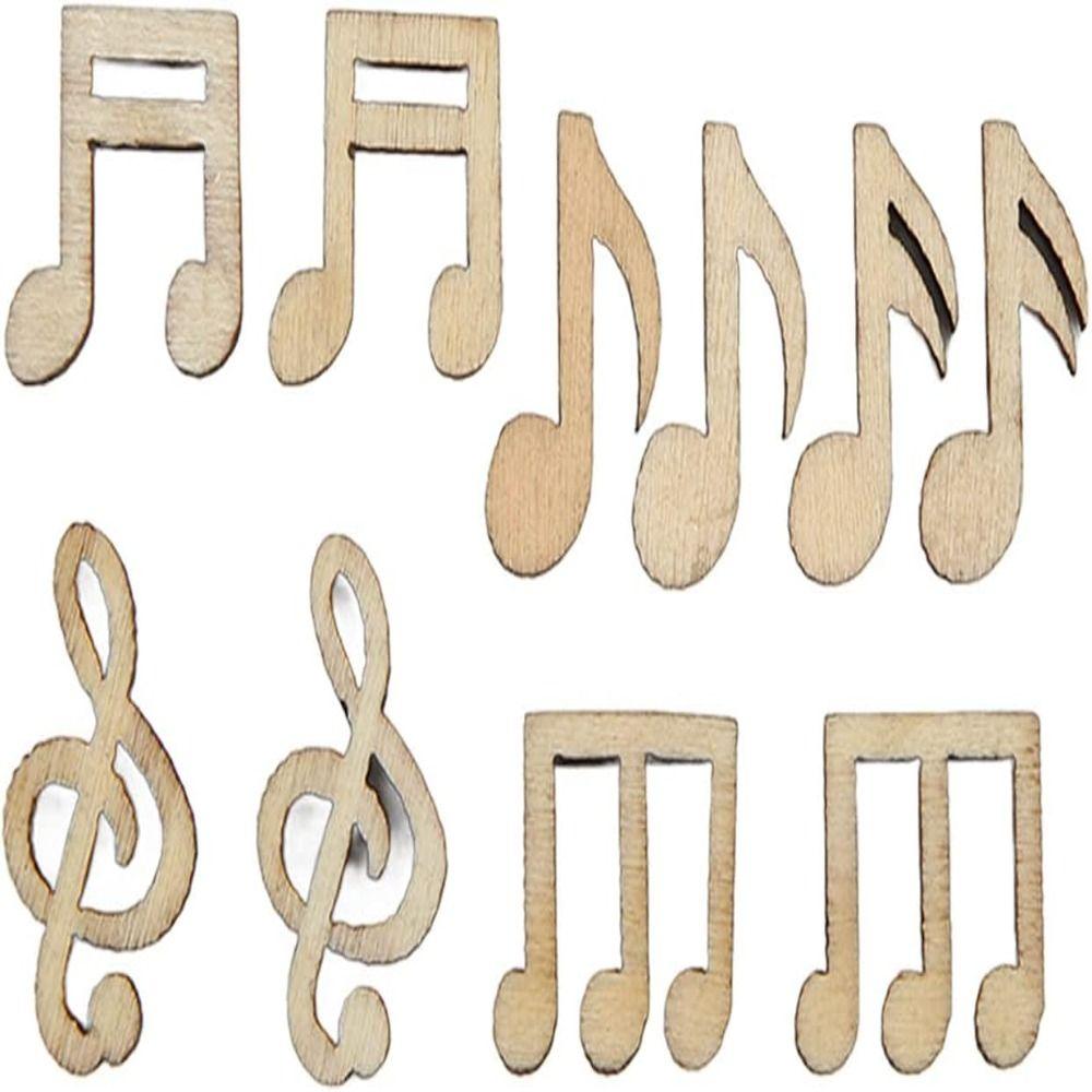Wooden Musical Note Pendant Log Color U-shaped Pendant Cartoon Pattern Art