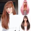 Beautiful Long Straight Hair Wig with Bangs Synthetic Fiber Wig
