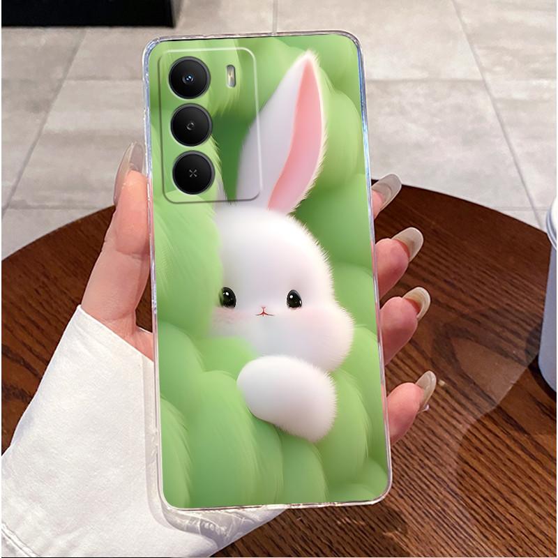 Для Realme C71 4G Чехол RMX5303 Прозрачный Мягкий Силикон Роскошный Милый Кролик с Сердечком Забавный Узор Защитный Бампер Чехол для Телефона Realme C71