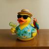 Margaritaville Inspired Jimi BFT Duck Statue , Resin Tropical Decor with Parrot , Lemon Drink, Hawaiian Shirt Beach House Collectible
