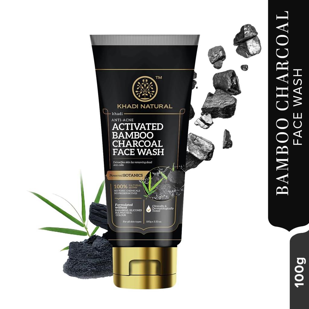 Khadi Natural Activated Bamboo Charcoal Foaming Face Wash 100 G Anti Pollution Deep Clean Pore Cleanser