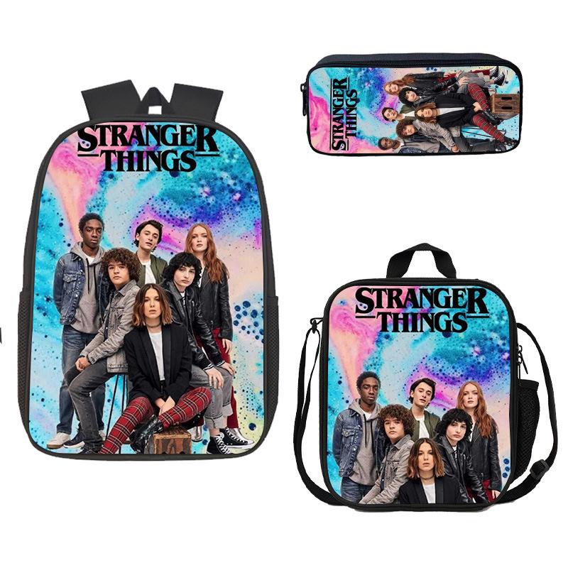 Школьная сумка, Пенал, Сумка для еды Stranger Things, Карта Z, Трехсекционный рюкзак большой емкости, Цветной