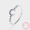 Изысканное серебряное кольцо в форме луны S925 для женщин, высококачественное цветное кольцо с цирконом в форме луны из стерлингового серебра, ювелирное кольцо, ювелирные изделия для вечеринок