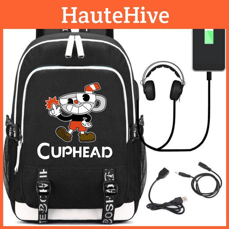 Прочный рюкзак Cuphead с портом USB-зарядки и мягкими плечевыми ремнями