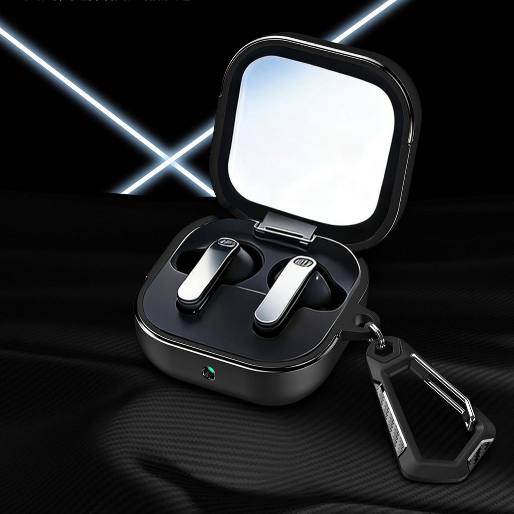 Premium Carbon Fiber Texture Protective Case for Samsung Galaxy Buds4/4pro Soft Rubber TPU Anti-drop Corner Cover+Metal Buckle