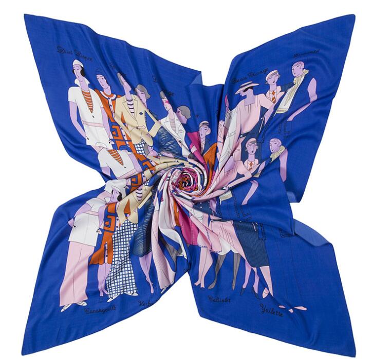 New Women Fashion Square Scarf Sport Noblewomen Print Silk Scarves and Wrap Ladies Retro Spring Summer Office Hair Neck Foulard