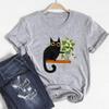 Clothing Casual Short Sleeve 90s Sweet Lovely Cat Pet Style Women Print Lady Female Graphic T-shirt Tee Top Fashion T Shirt