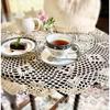 milkcat Hand-Knitted Round Lace Afternoon Tea Retro Placemats, Cafe Curtains, and Display (White 70-1)
