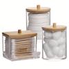 3pcs Clear Plastic Swab Dispenser and Qtip Holder for Bathroom - Storage Canister for Bath Salts, Rounds and More