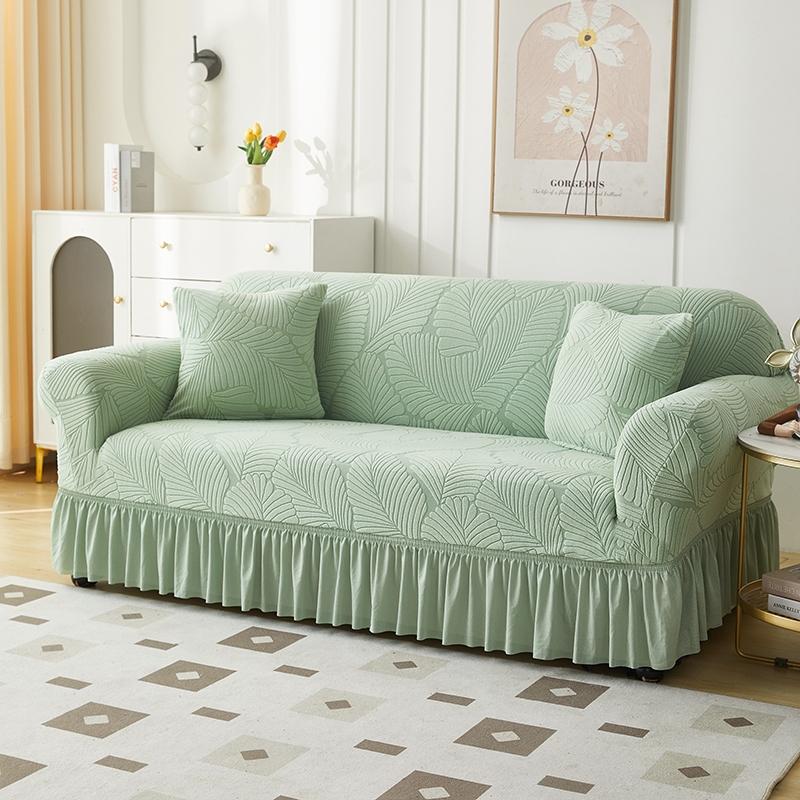 Чехол для дивана с жаккардовым принтом и юбкой, универсальный чехол для дивана в гостиную на 1/2/3/4 места