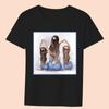 Women's Clothing Black T-shirt Casual Top Mom Family Print Series Round Neck Ladies Slim Commuter Short Sleeve Soft Ladies Top