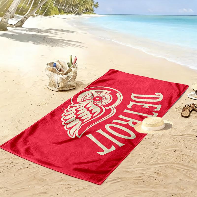 Detroit Red Wings Print Beach Towel, Large Soft Quick Dry Towel for Beach Camping Swimming