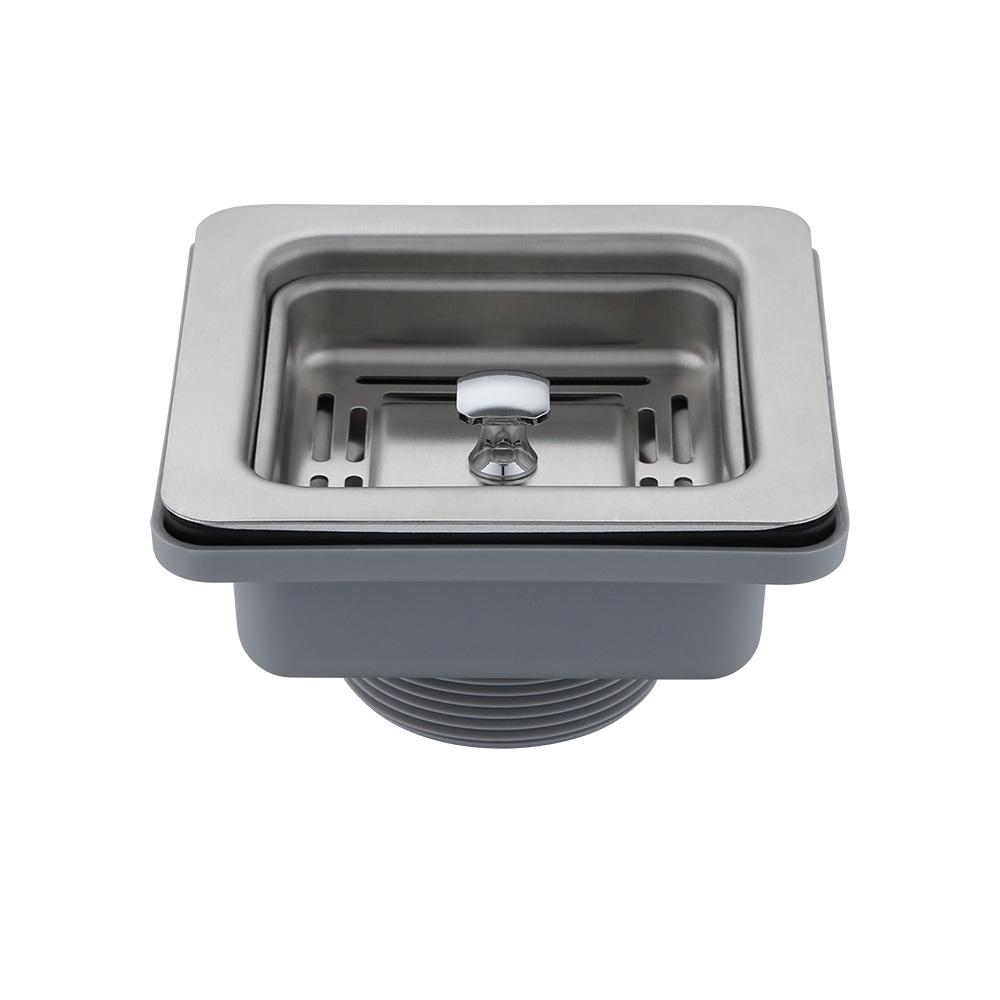 304 Stainless Steel Square Flower Basket Sink Drain Pipe Fittings - Single/Double Bowl, Removable.