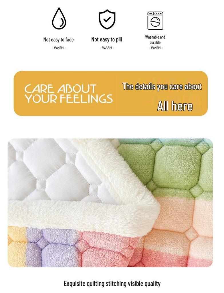Стеганый велюровый наматрасник - Мягкая коралловая флисовая зимняя накладка, Утолщенный и теплый татами-мат.