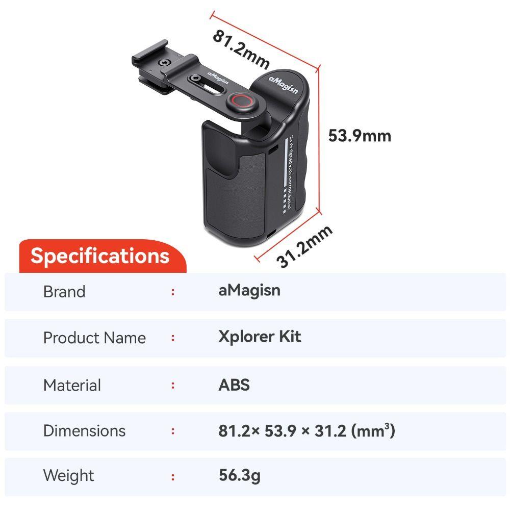 Кнопка затвора StreetGrip Vlog Holder для DJI Action/Insta360 Ace Pro Camera Accessories
