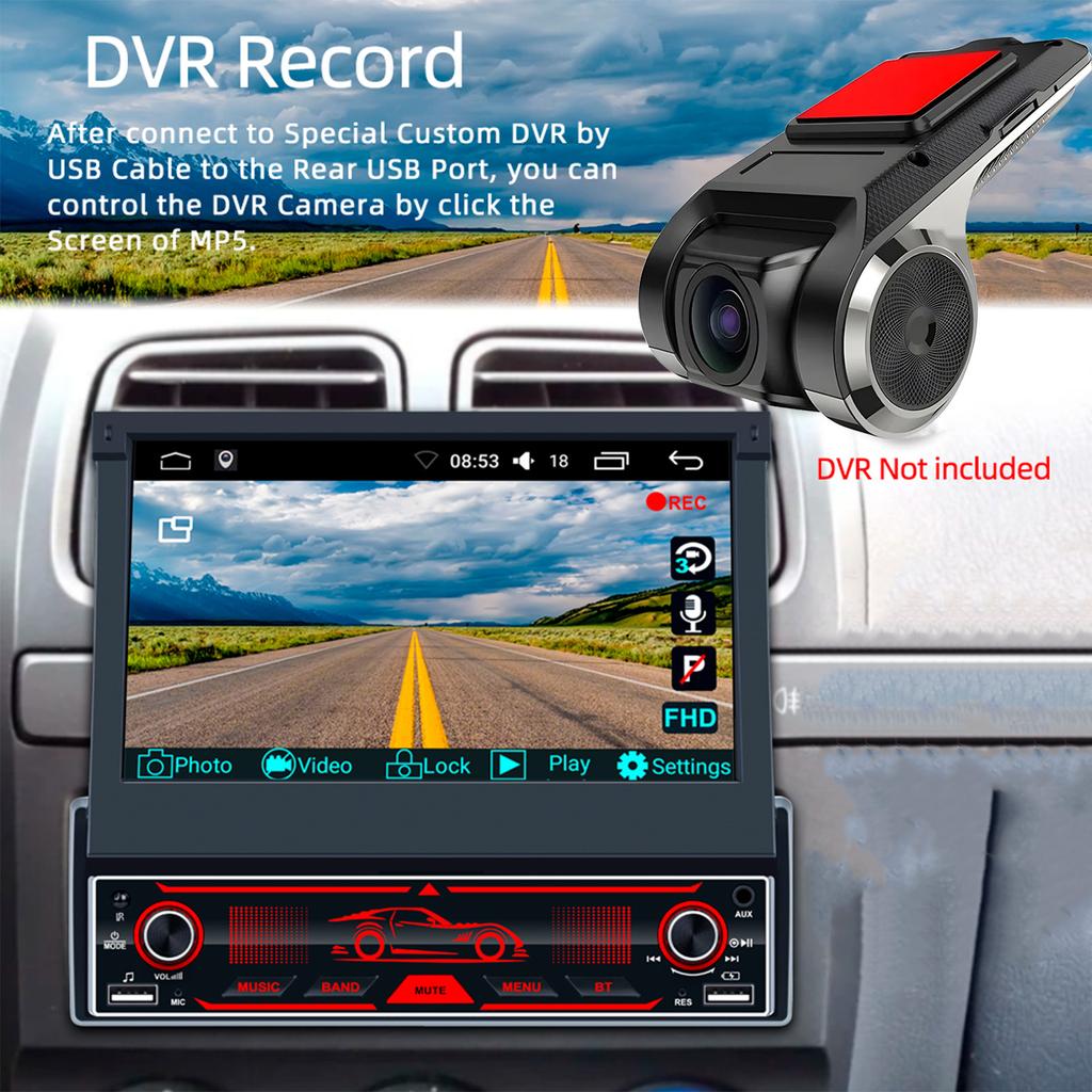 7-дюймовый HD беспроводной Android Auto CarPlay 1Din видео мультимедиа Android MP5 плеер выдвижной экран Mirror Link Car BT/FM/USB/AUX