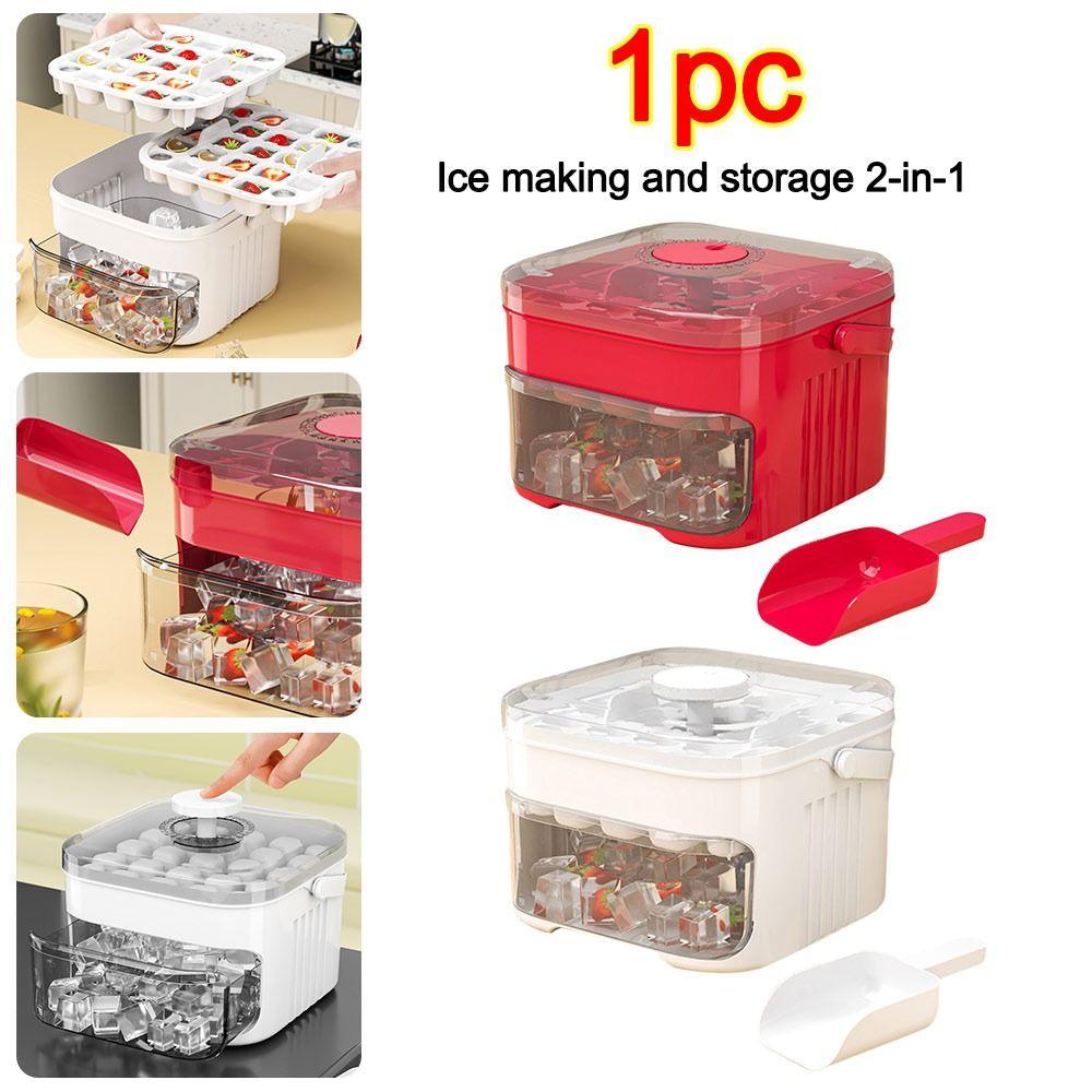 Large Capacity Ice Cube Machine with Easy-press Lid Ice Cube Mold  for Refrigerator Storage
