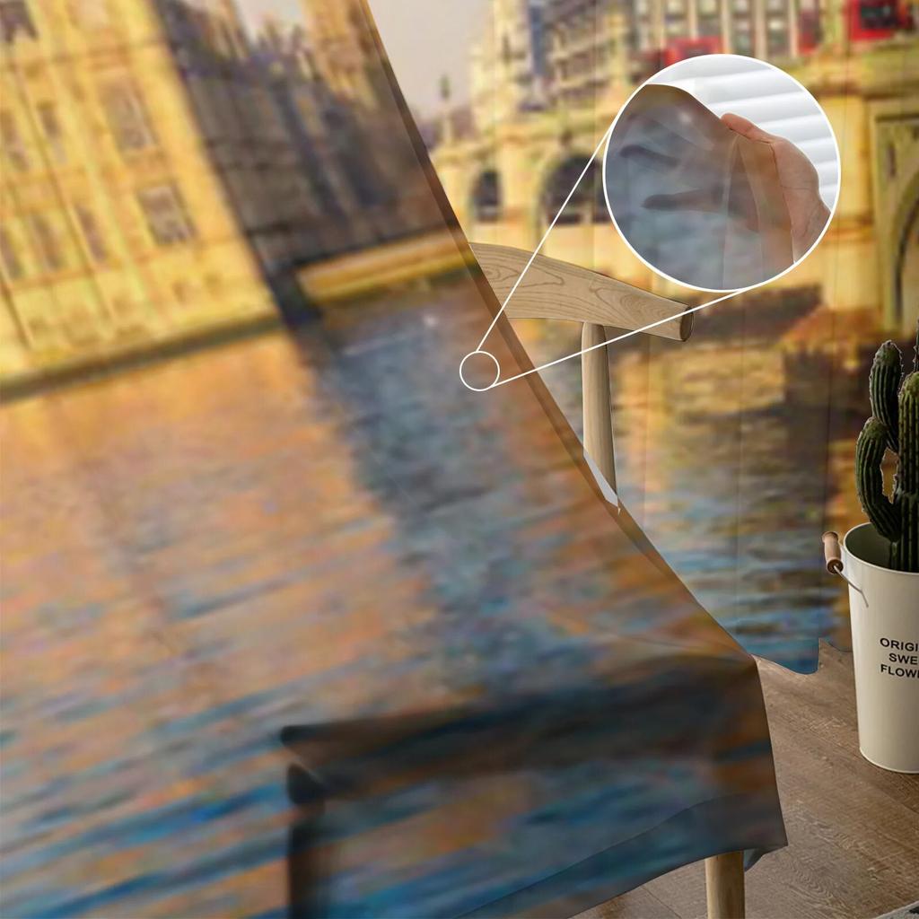 London Big Ben And Houses Sheer Curtains For Bedroom Living Room Tulle Curtains For Kitchen Window Voile Curtains