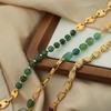 Новое ожерелье из бусин зеленого агата для женщин, цепочка из нержавеющей стали с золотым покрытием, женские элегантные аксессуары в этническом стиле с цирконом