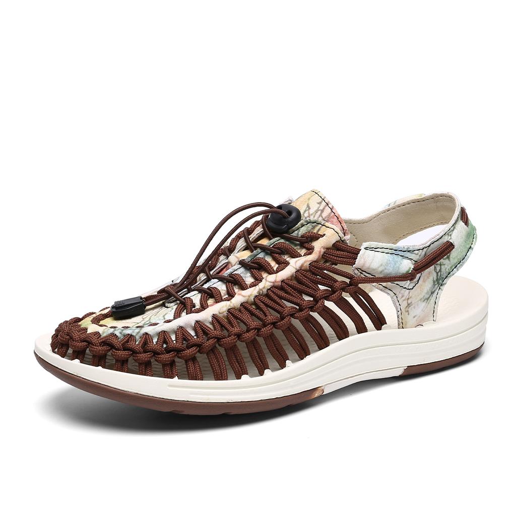 2025 Foreign Trade Men's New New Color Woven Sandals Fashionable Casual Couple Sandals Comfortable and Breathable Outdoor Sandals