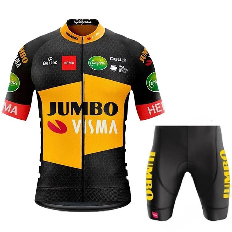 JUMBO Велосипедный Комплект Джерси Тур де Франс Мужской Женский С коротким рукавом Дорожный Велосипед Одежда Дышащий Быстросохнущий