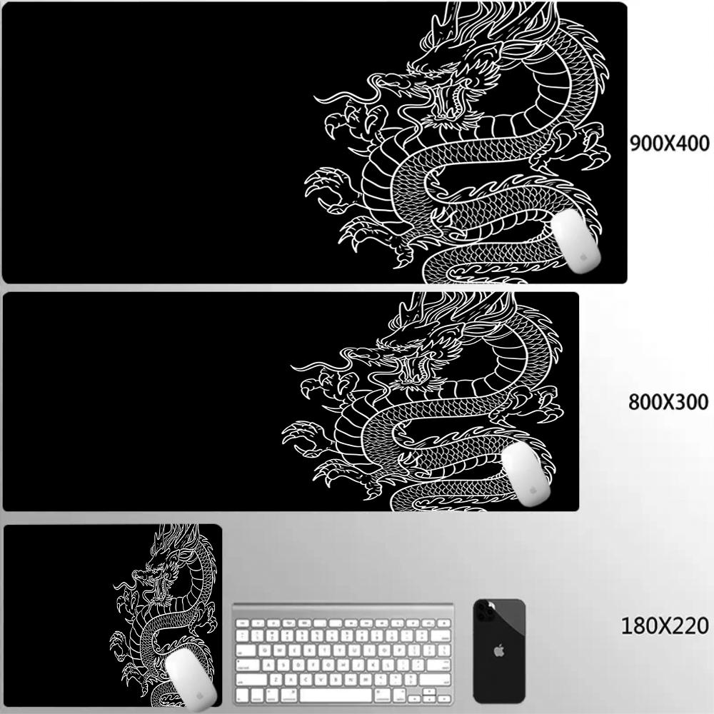 Company Kawaii Mousepads Dragon Black and White Mousepad Pc Gaming Accessories Mouse Pad Large Desk Protector Laptop Pads Custom