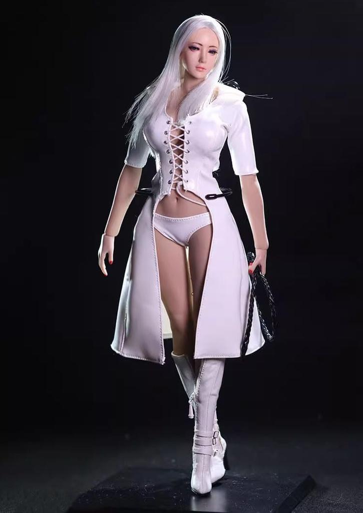 1/6 Сексуальная одежда, 1/6 Женская кожаная куртка с капюшоном, Длинная кожаная куртка, Крутая боевая форма, Сексуальная кожаная куртка (Голова и тело не включены)