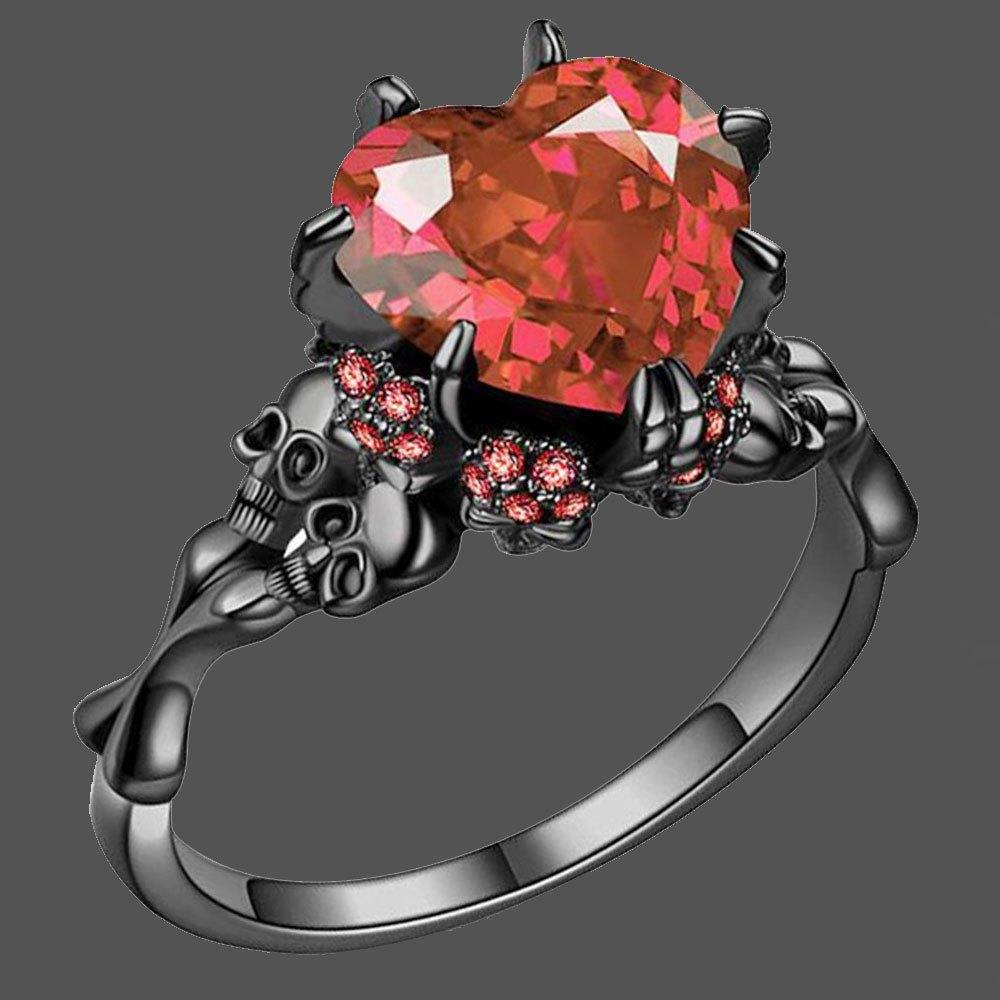 Gothic jewelry Skull Rings Halloween Punk Engagement Black Rings for Women Vampire Accessories Christmas Gifts