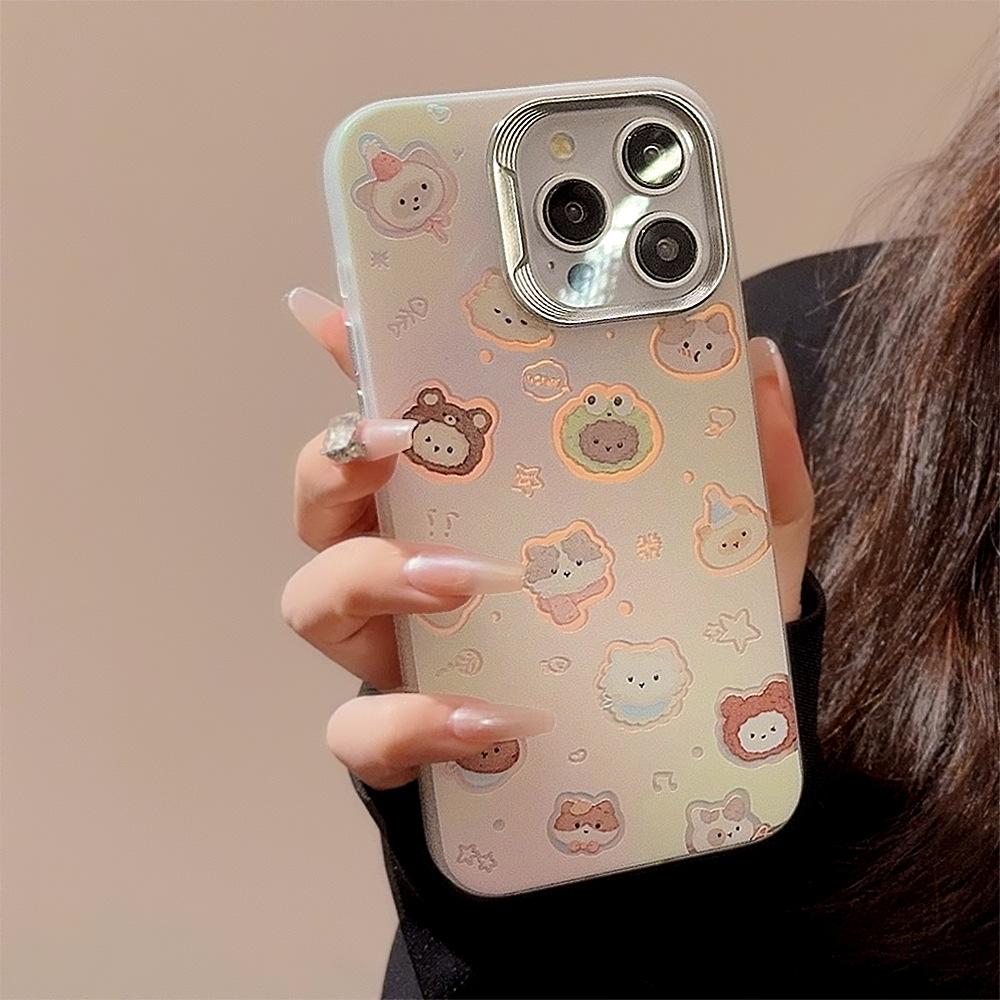 Полый лазерный котенок для iPhone15, подходит для 14Promax, чехол для мобильного телефона 12 Apple 13, мультяшный 16, противоударный, жесткий