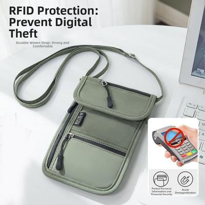 Сумка для паспорта и документов из Оксфордской ткани с RFID-защитой, защита от кражи, ремешок, водонепроницаемая, регулируемый ремешок, кошелек на шею