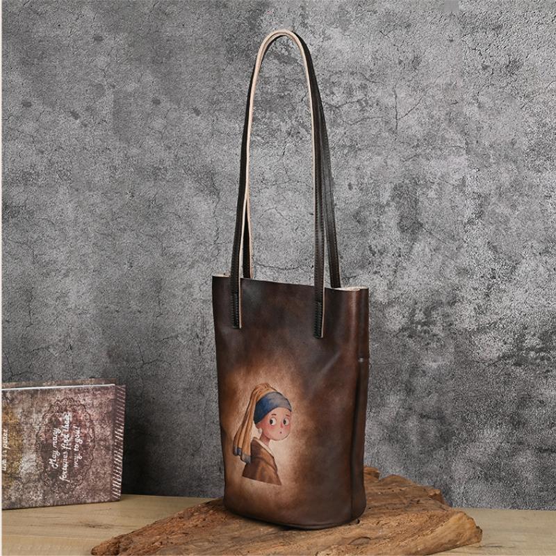 Женская сумка из натуральной коровьей кожи в стиле ретро, ​​сумки на плечо большой емкости из натуральной кожи для отдыха