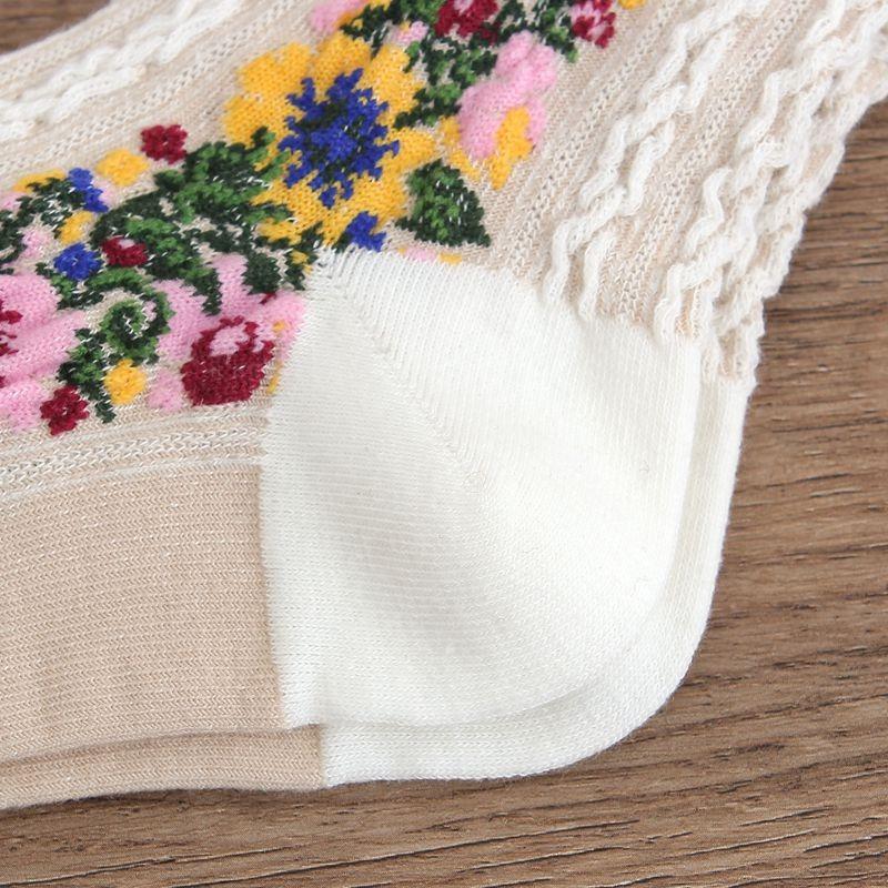 Хлопковые женские носки с рисунком, маленькие модные носки-трубочки с цветочным принтом, зимние теплые женские носки