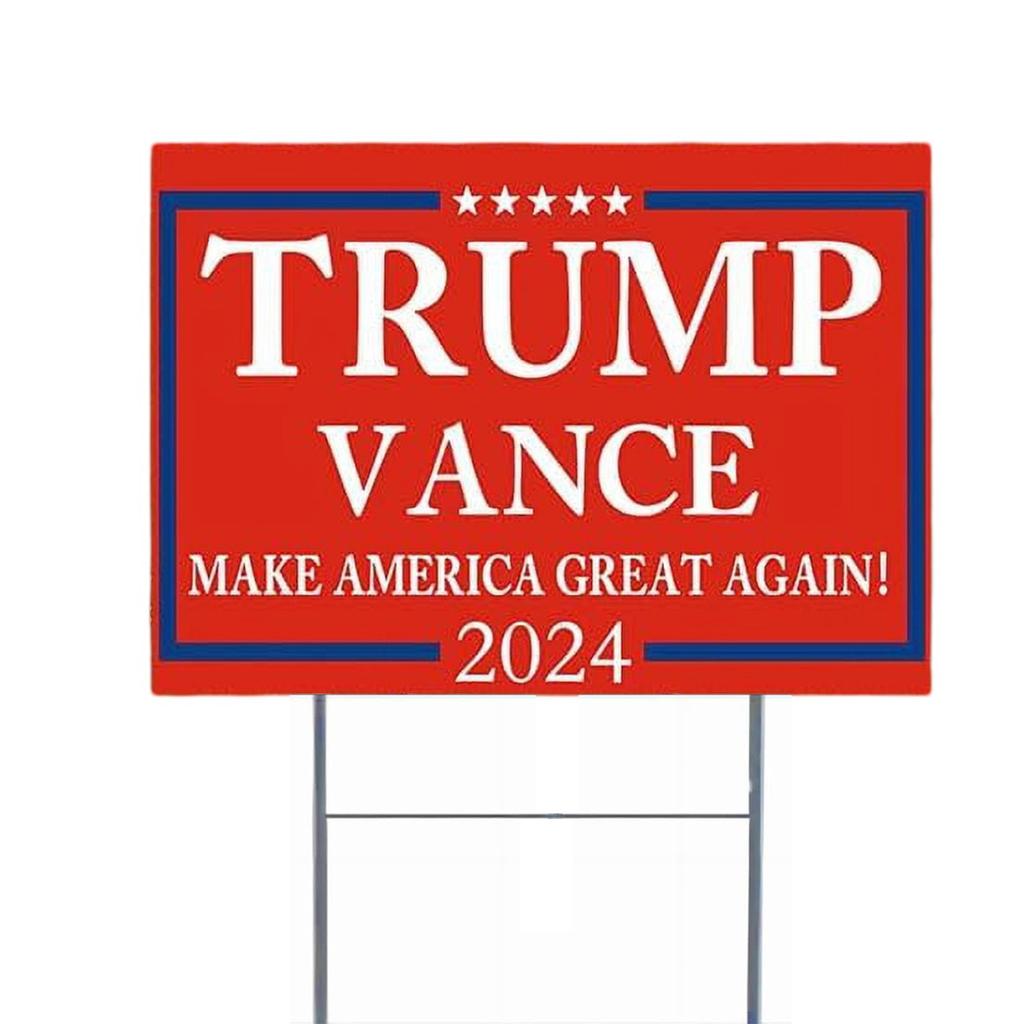 2024 Yard Sign With H-Stakes - Double Sided 18x12 Inch , Placard Voted For Signs Triggering Signs Decoration Outdoor Yard