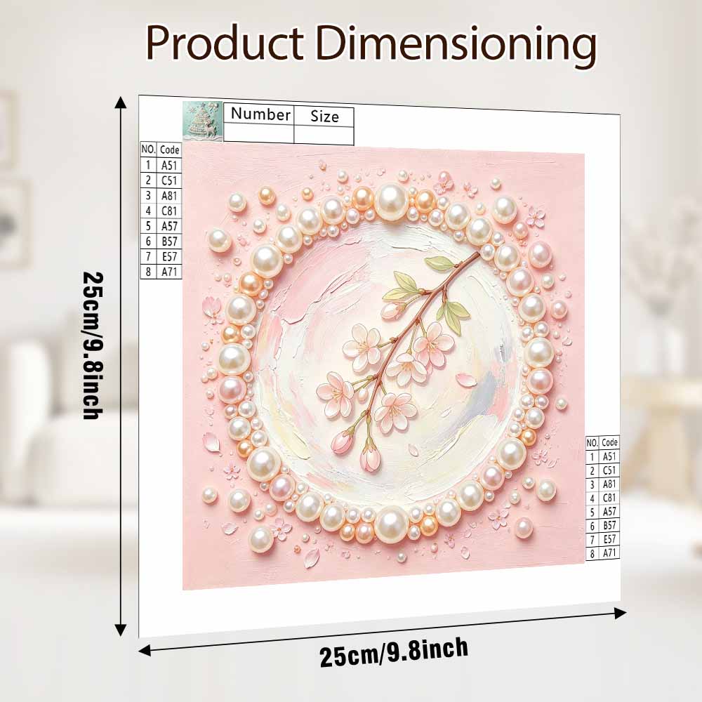 Pearl painting kit DIY cherry blossom floral art. home or office wall decoration