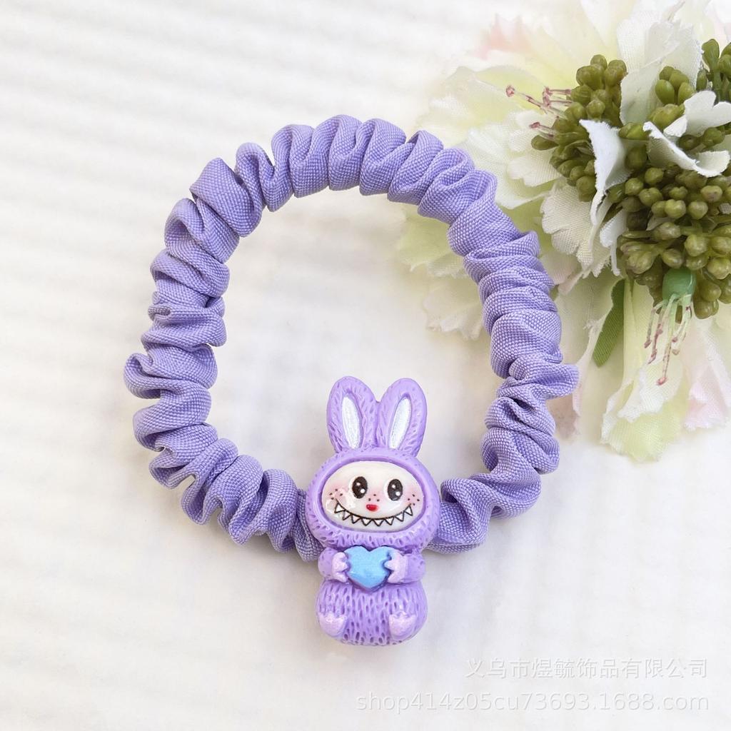 5 шт. Мультяшная резинка для волос Labubu молочно-белого цвета для женщин и детей