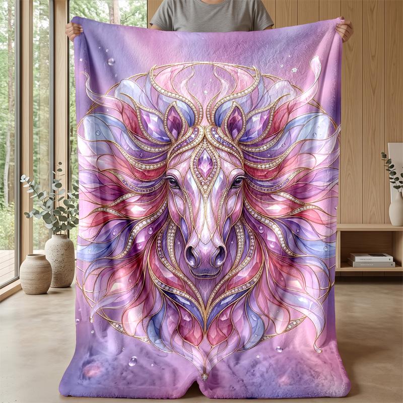 Fantasy Horse Garden Theme blanket Lightweight Warm Flannel Blanket Decorative Throw Blanket for Home Decoration