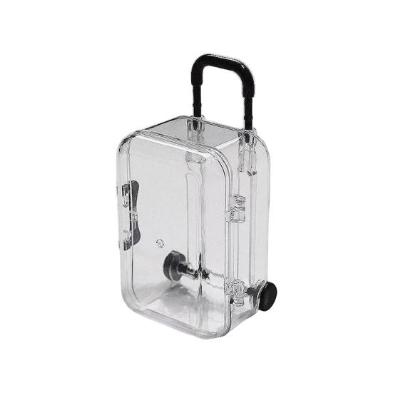 Earrings Storage Box Mini Trolley Case Shape with Mini Wheels Transparent Hairpins Necklaces Rings Organizer Pendant Organization Case Candy