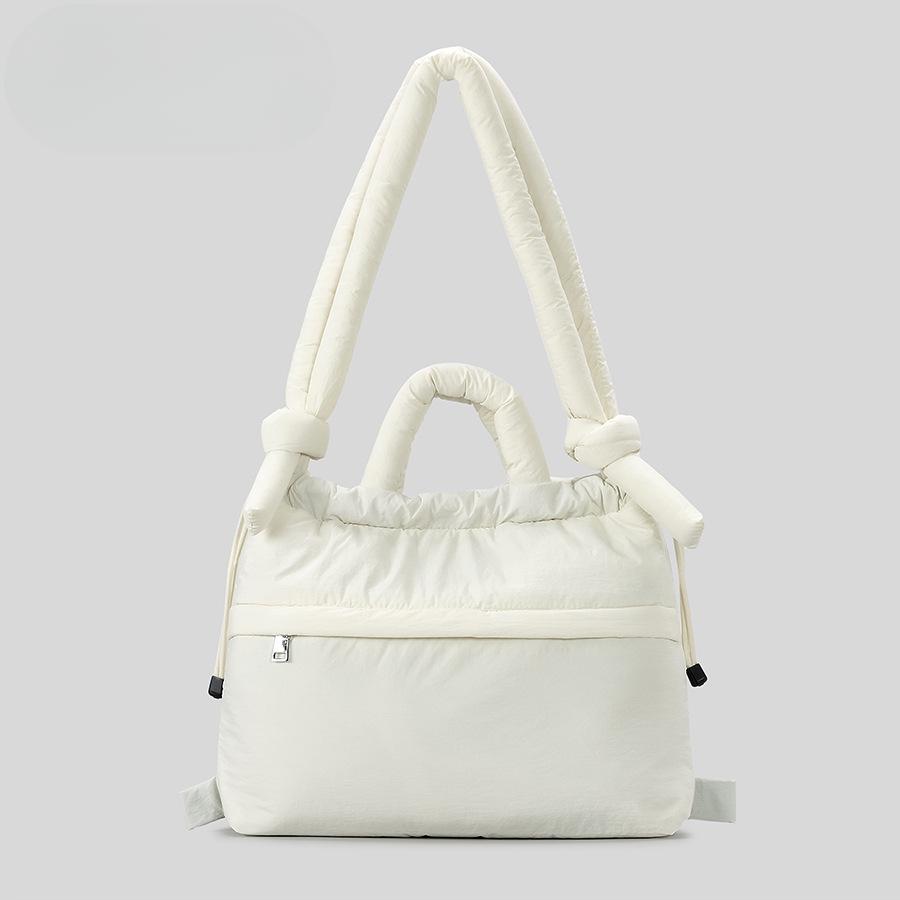 Сумка через плечо с завязками, женский рюкзак, большая вместимость, легкая, двойного назначения, сумка на одно плечо, мягкая хлопковая сумка с зажимом