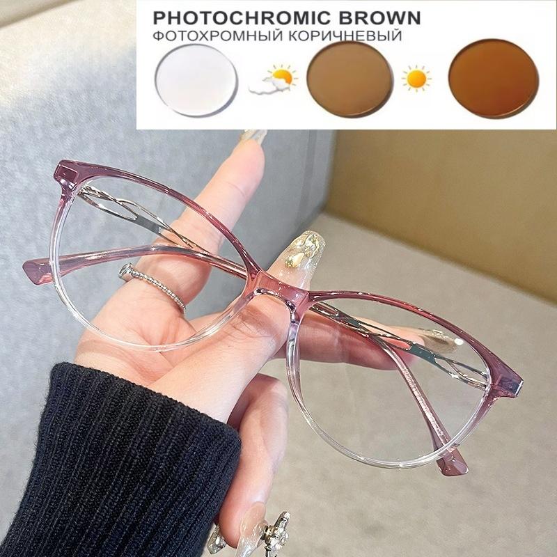 New Light Wine Red Small Oval Frame Glasses With Myopic Glasses Option Customized Degree Glasses Frame 0~-6.00